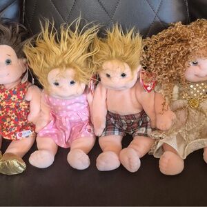6 ty Beanies Kids 1993-1997 Princess Chipper Luvie Cookie Precious Curly w/tags